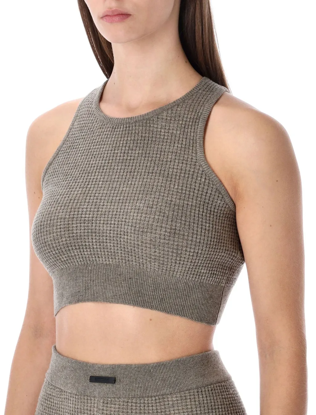 Ribbed Knit Crop Top And Bike Shorts Set