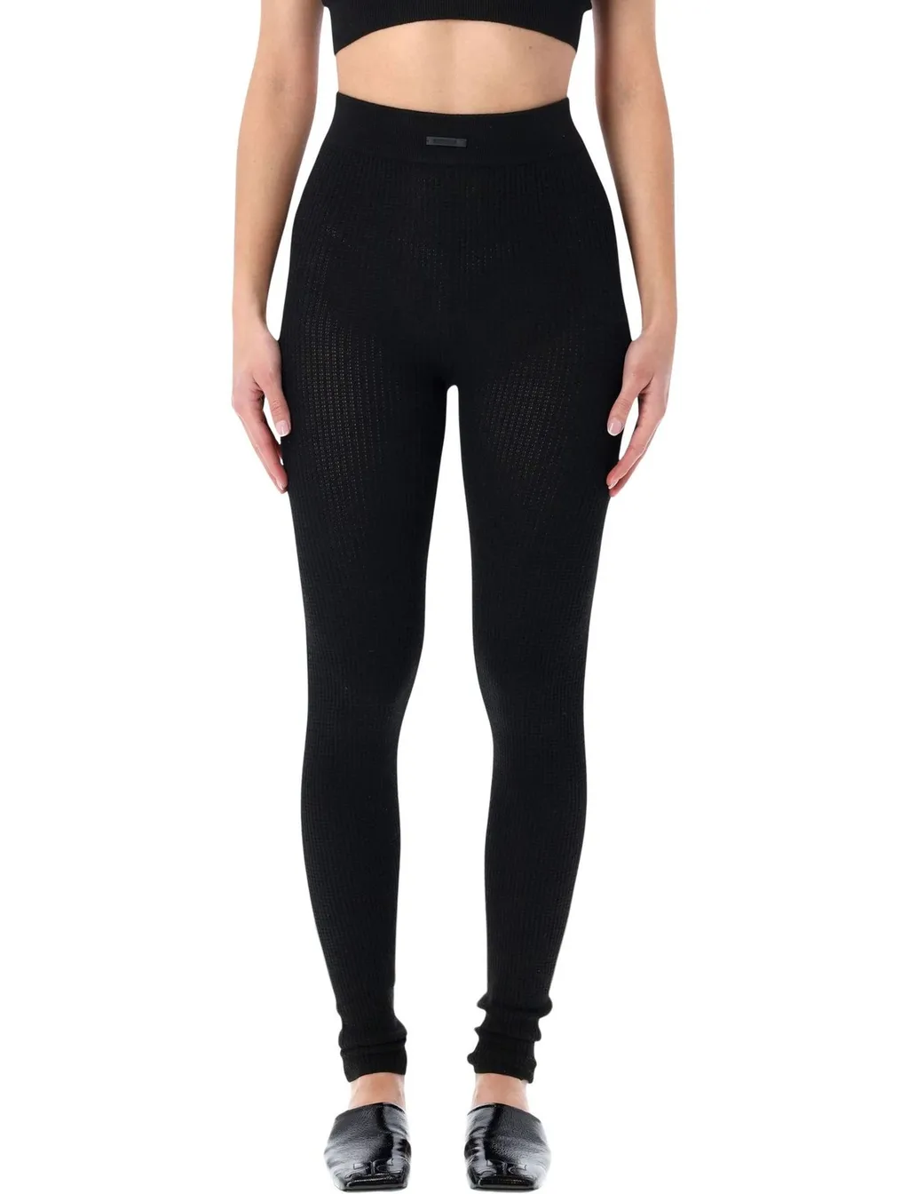 High-Waisted Ribbed Knit Leggings