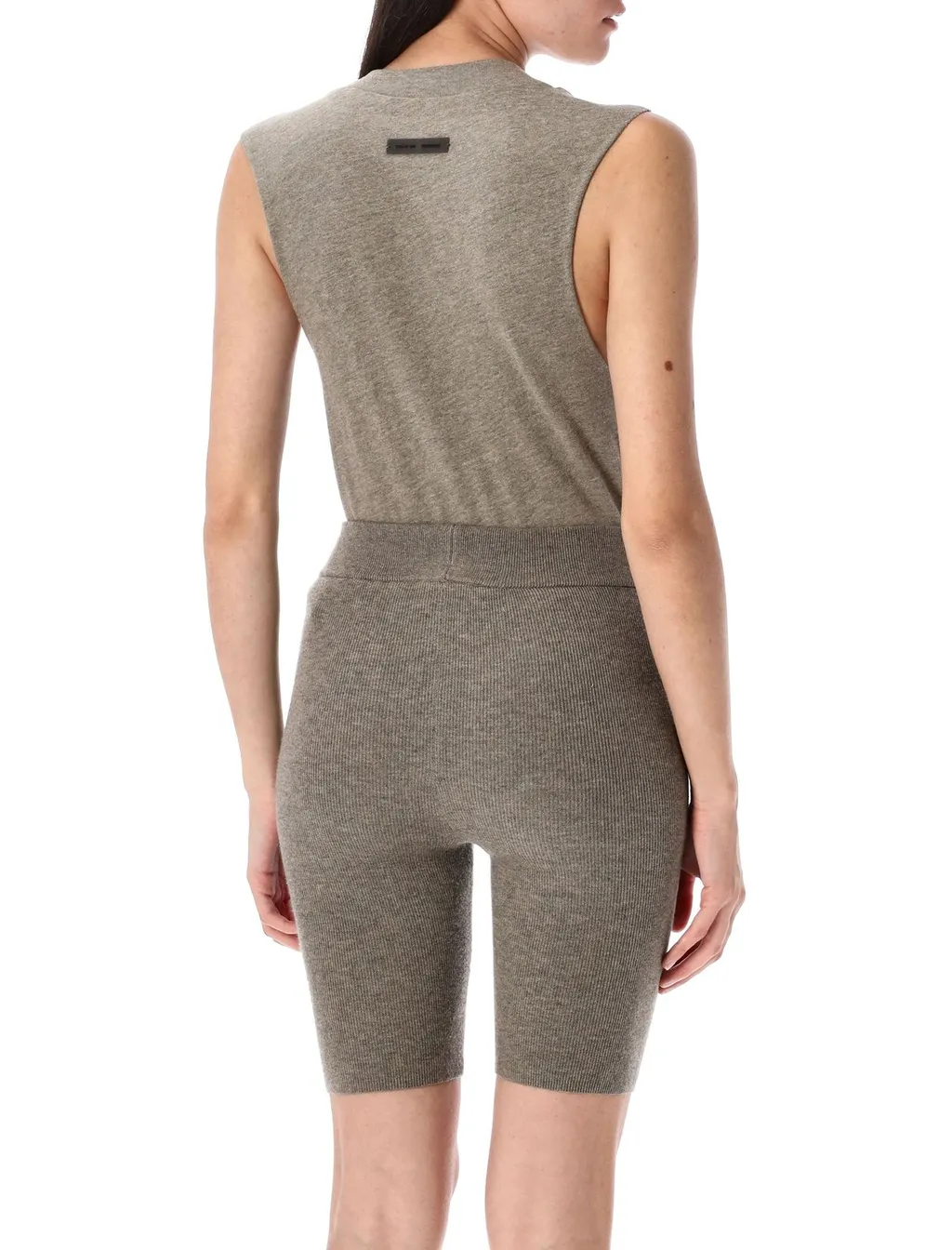 Ribbed Knit Tank Top And Bike Shorts Set