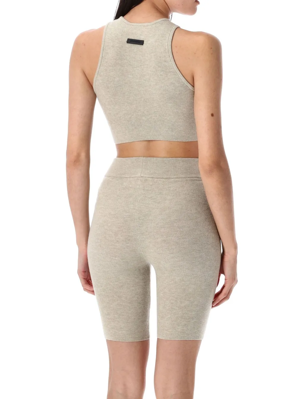 Ribbed Crop Top And Bike Shorts Set