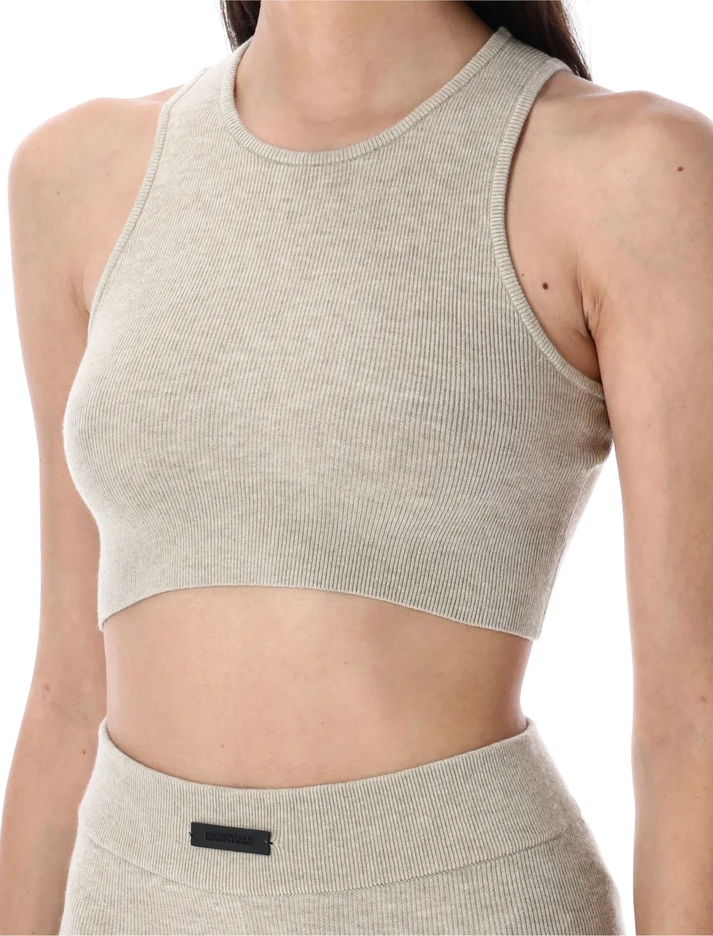 Ribbed Crop Top And Bike Shorts Set