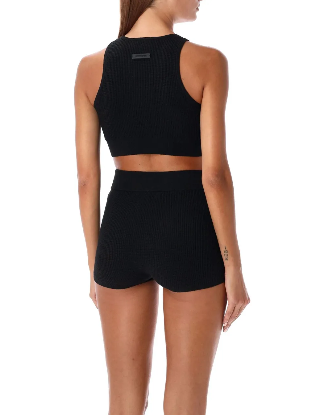 Ribbed Knit Crop Top And Shorts Set