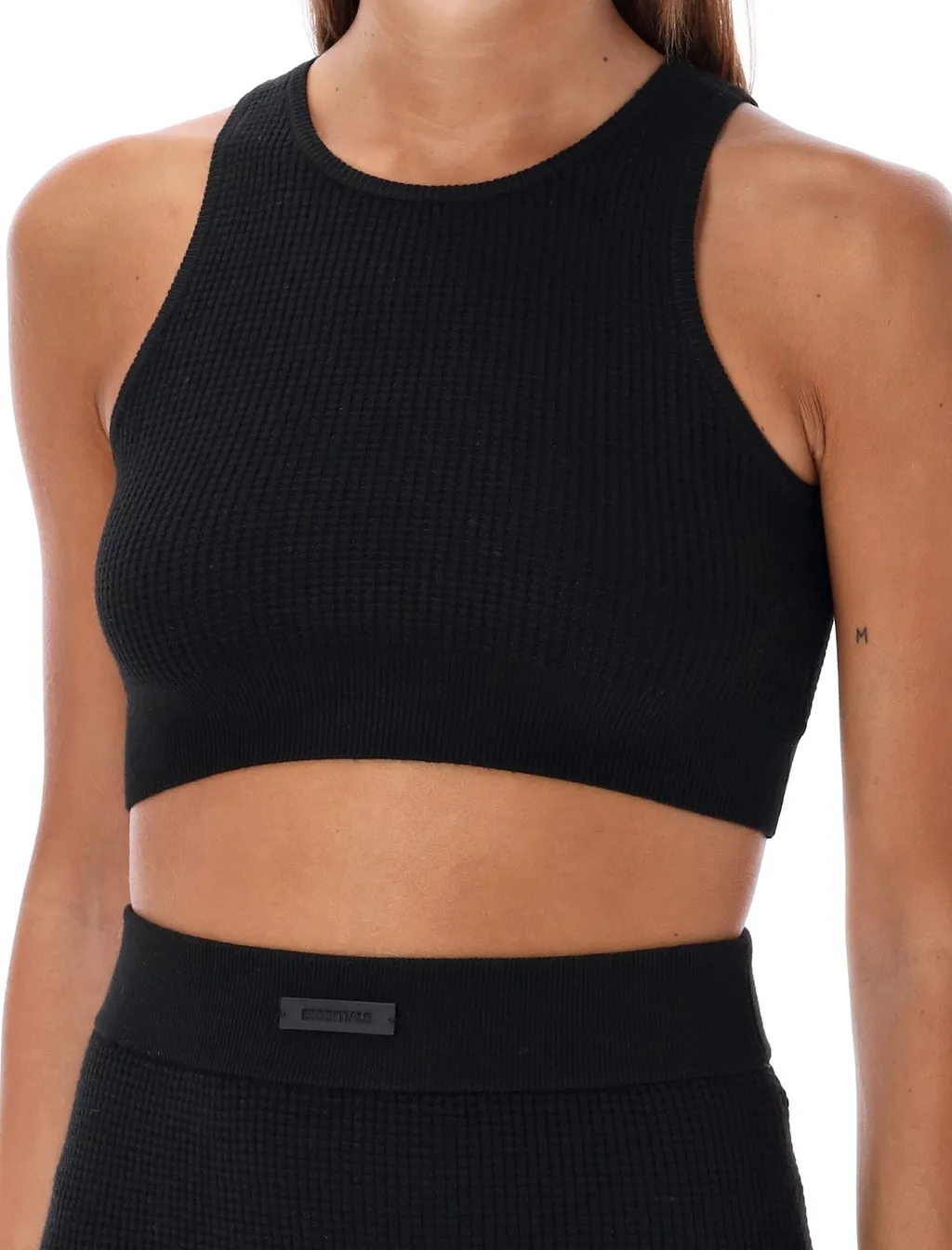 Ribbed Knit Crop Top And Shorts Set