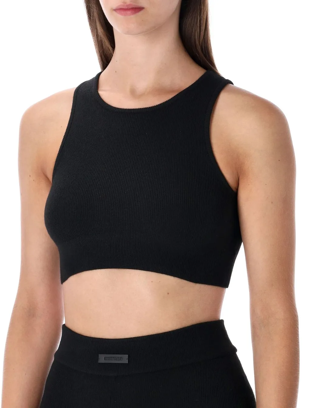 Ribbed Knit Sports Bra And Bike Shorts Set