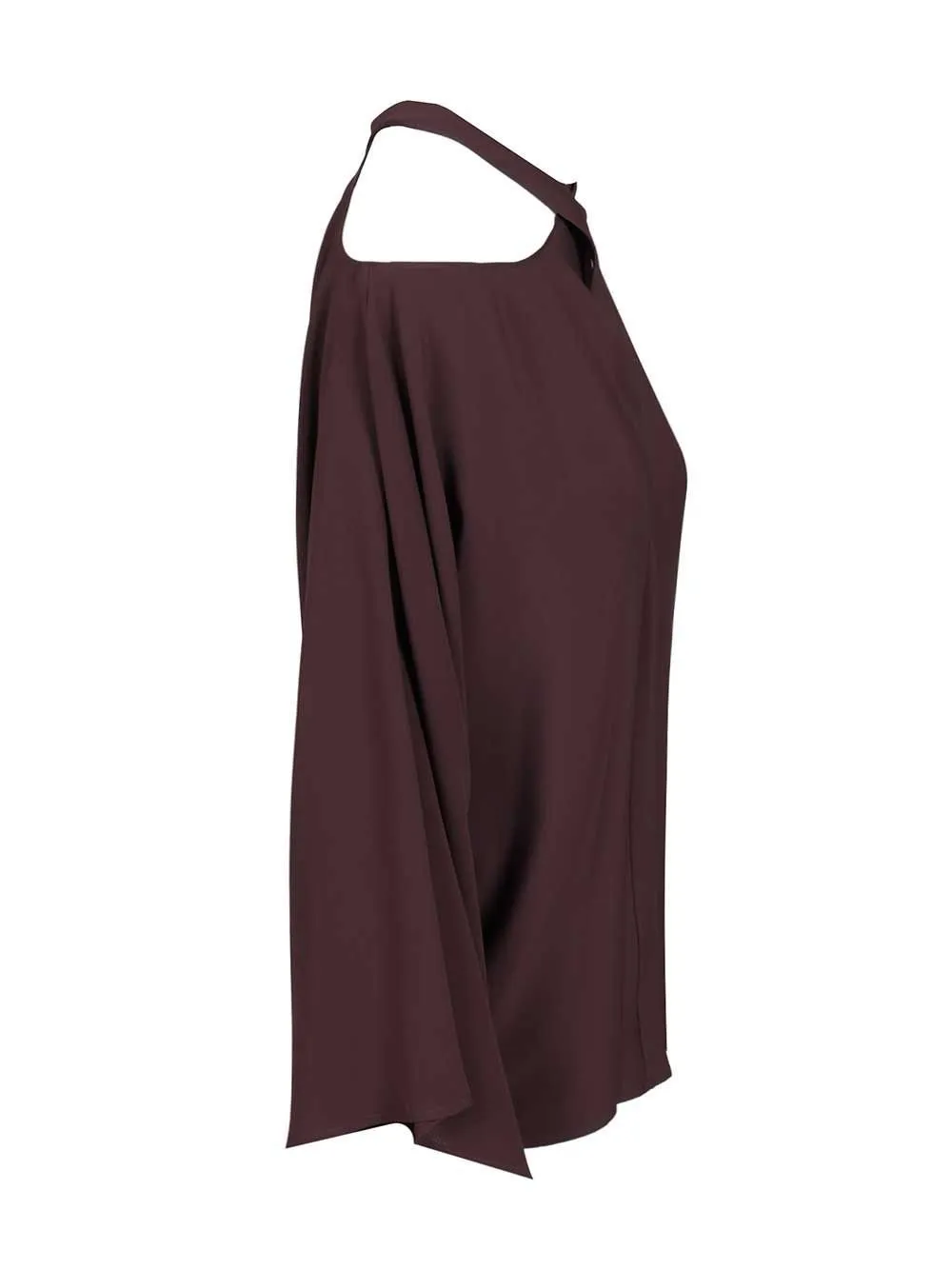 Cross-Neck Cold-Shoulder Blouse
