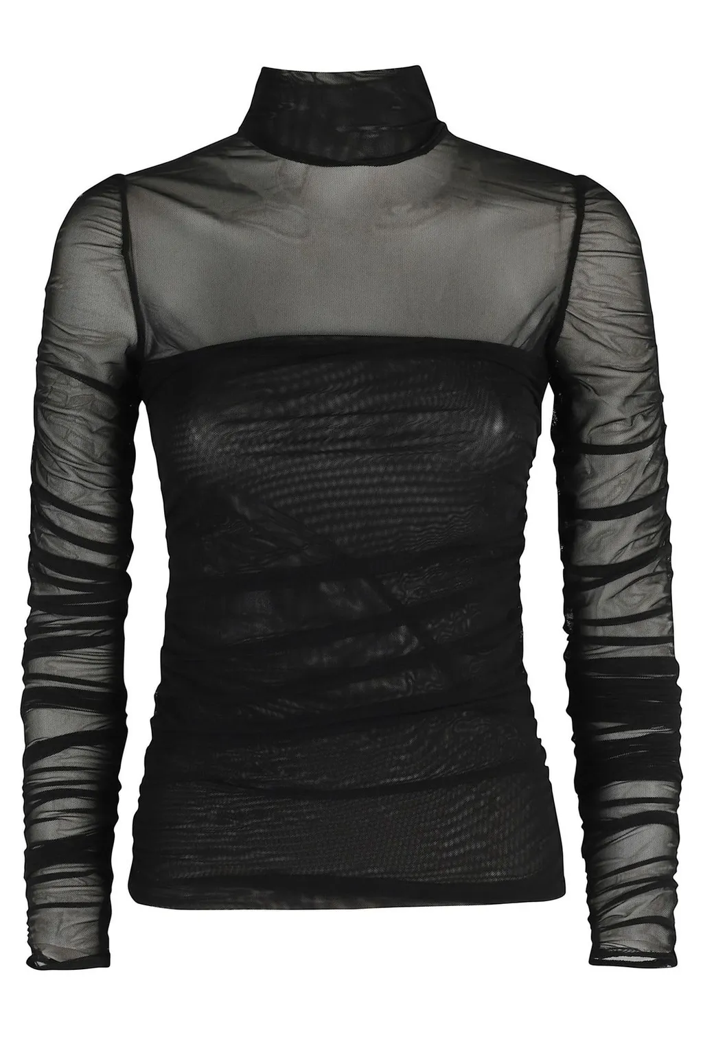 Sheer Mesh Turtleneck Top