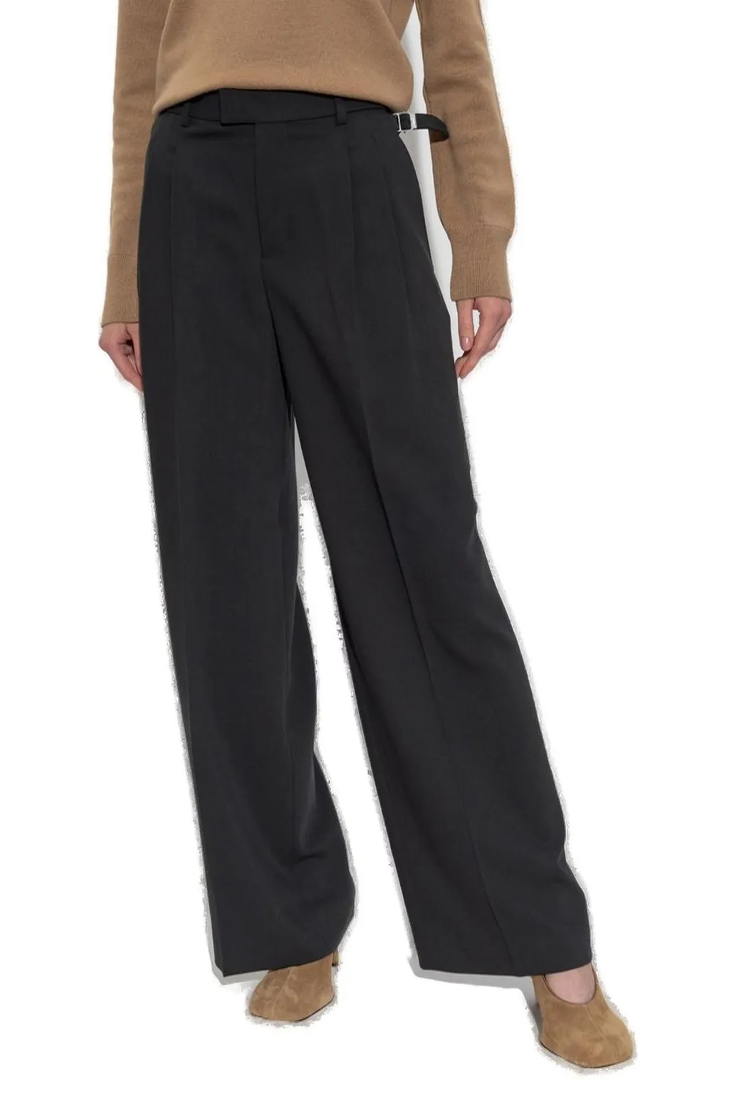 Wide-Leg Pleated Trousers
