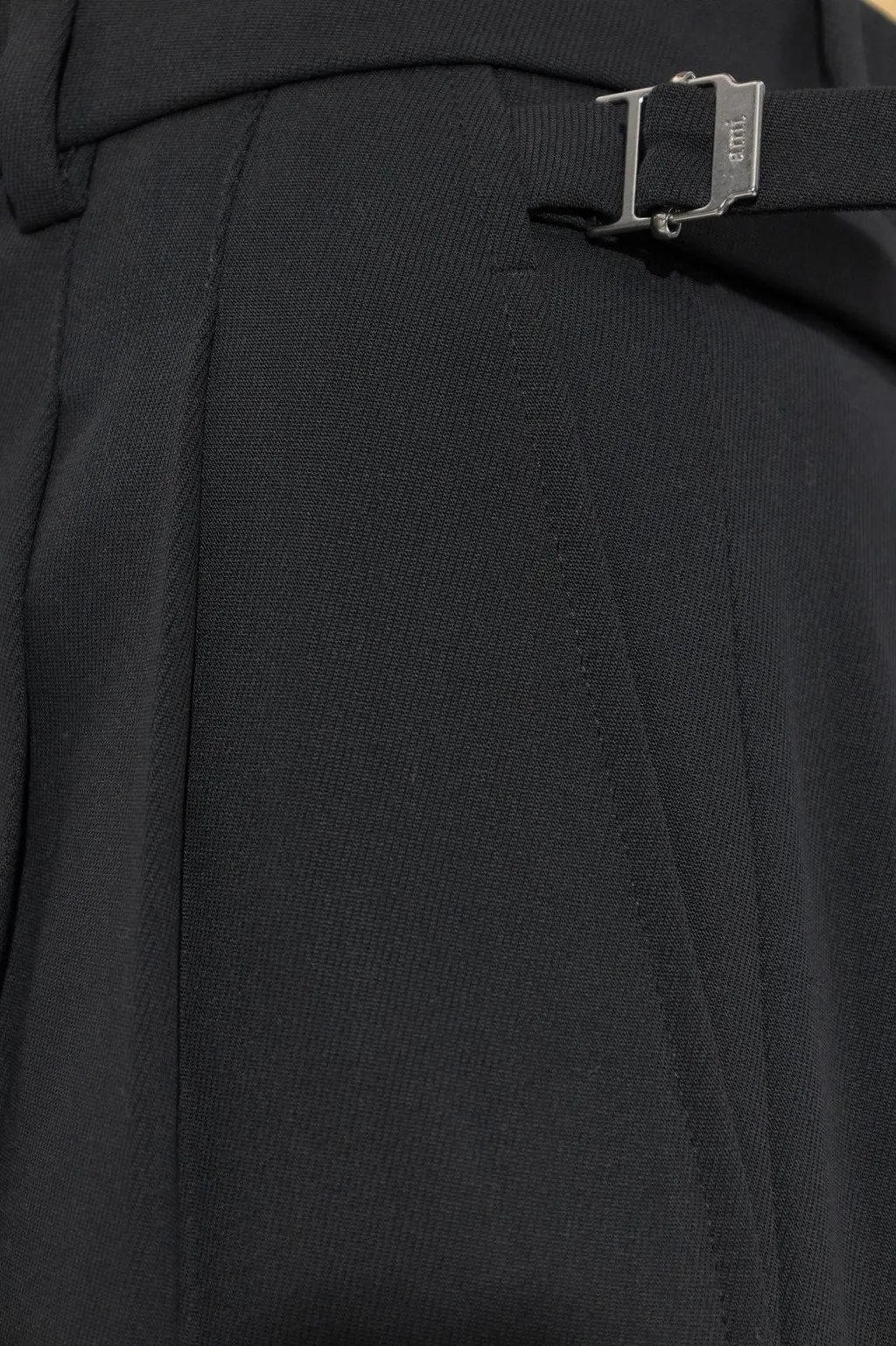 Wide-Leg Pleated Trousers
