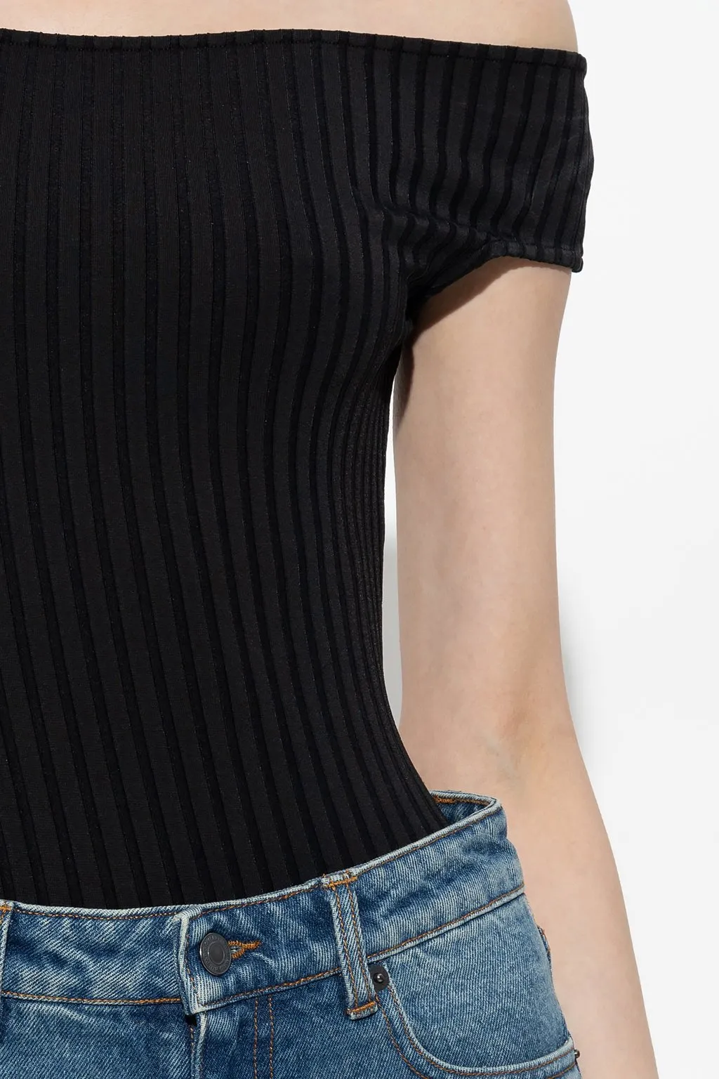 Off-The-Shoulder Ribbed Knit Bodysuit