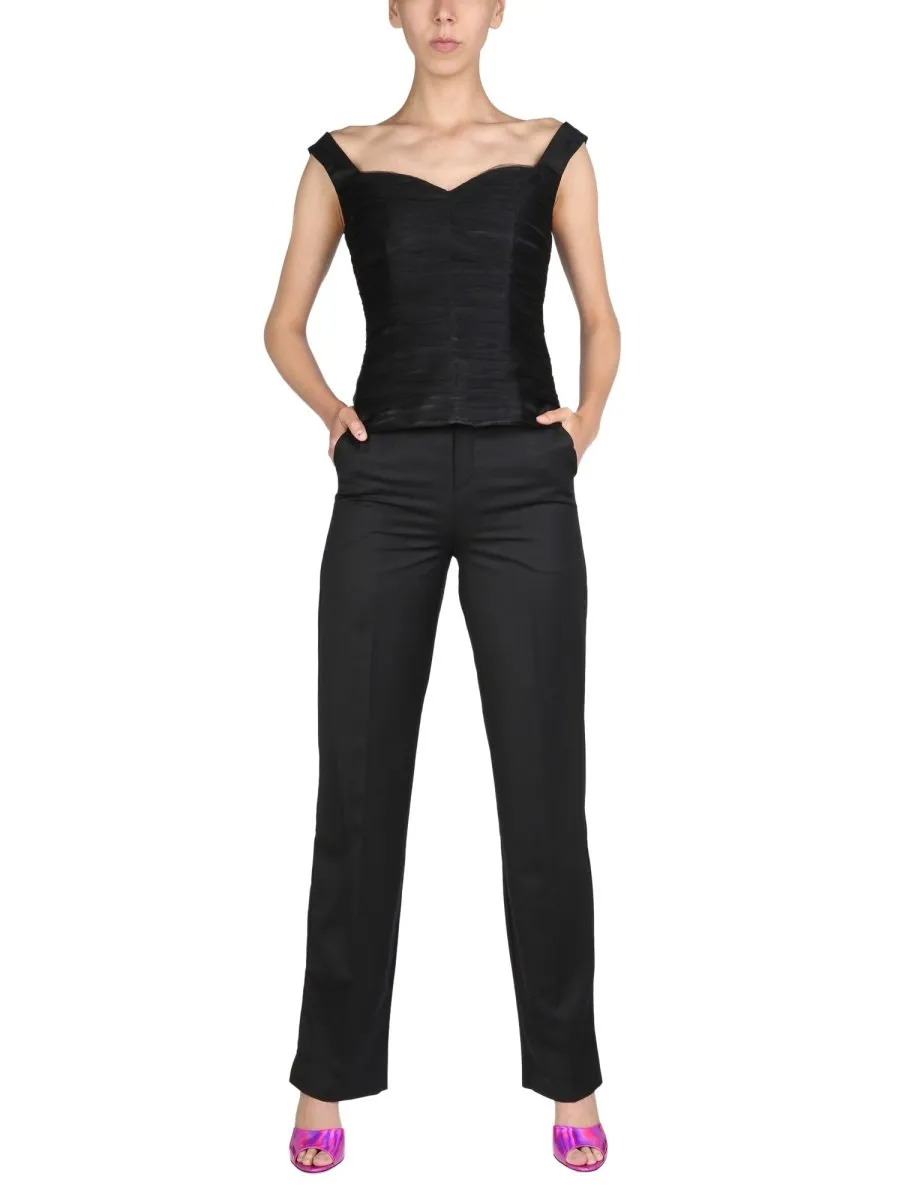 High-Waisted Straight-Leg Trousers