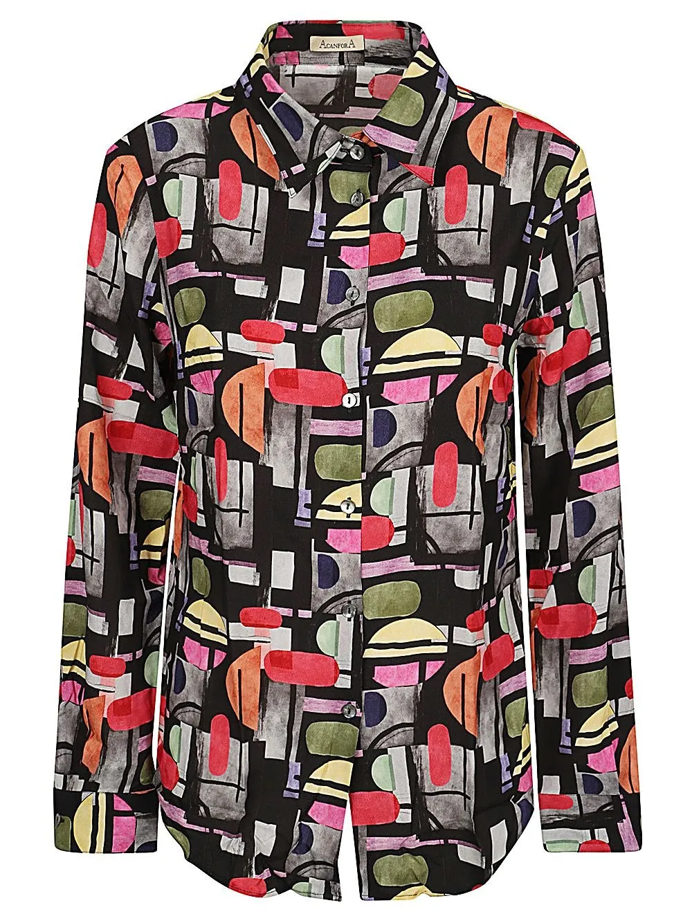Abstract Print Button-Up Shirt