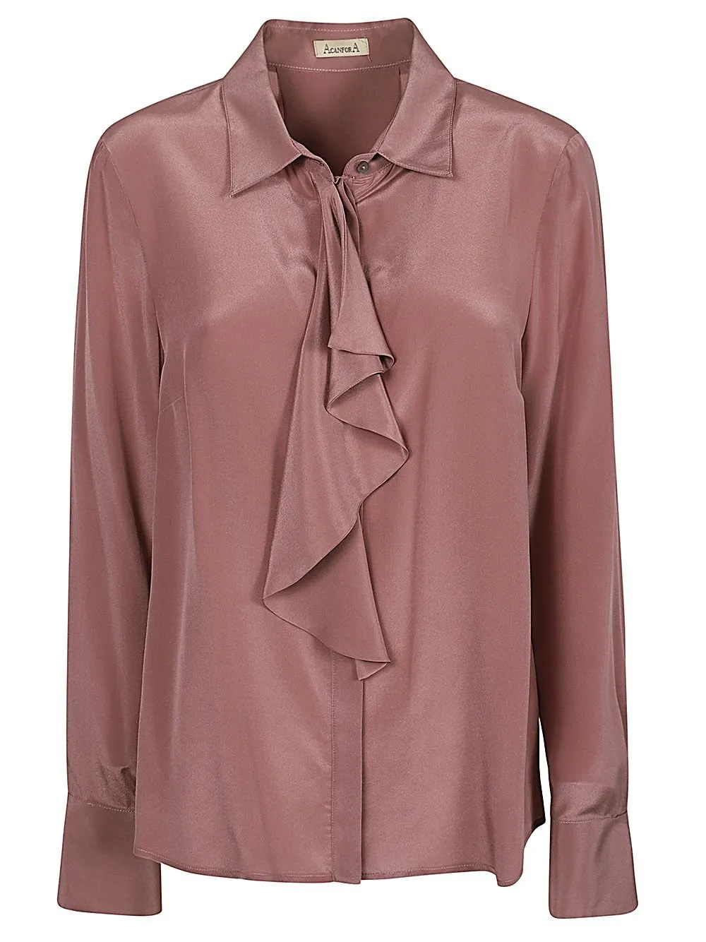 Ruffle Front Silk Blouse
