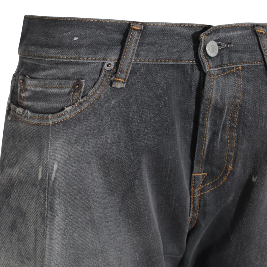 Distressed Wide-Leg Jeans