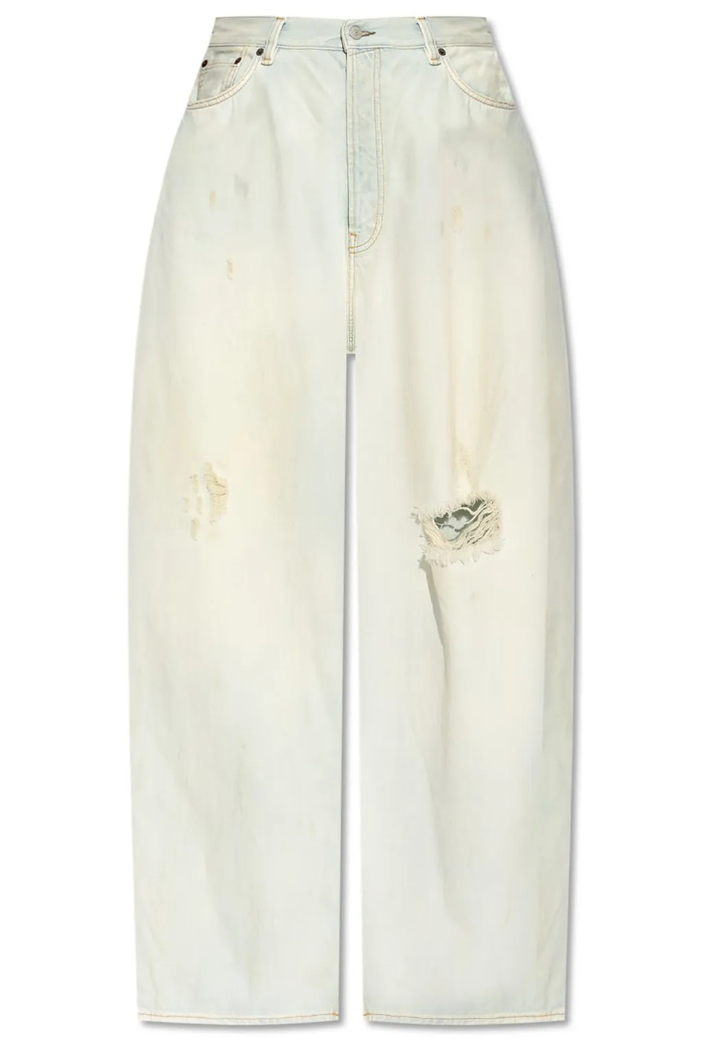 Wide-Leg Distressed Jeans