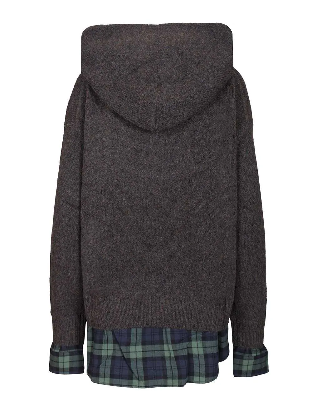 Layered Plaid Hem Hoodie