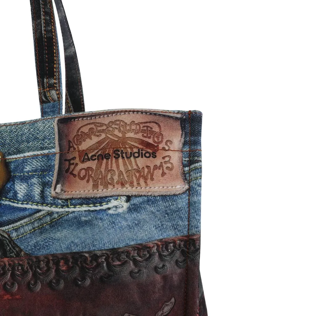 Heart Graphic Denim Tote Bag