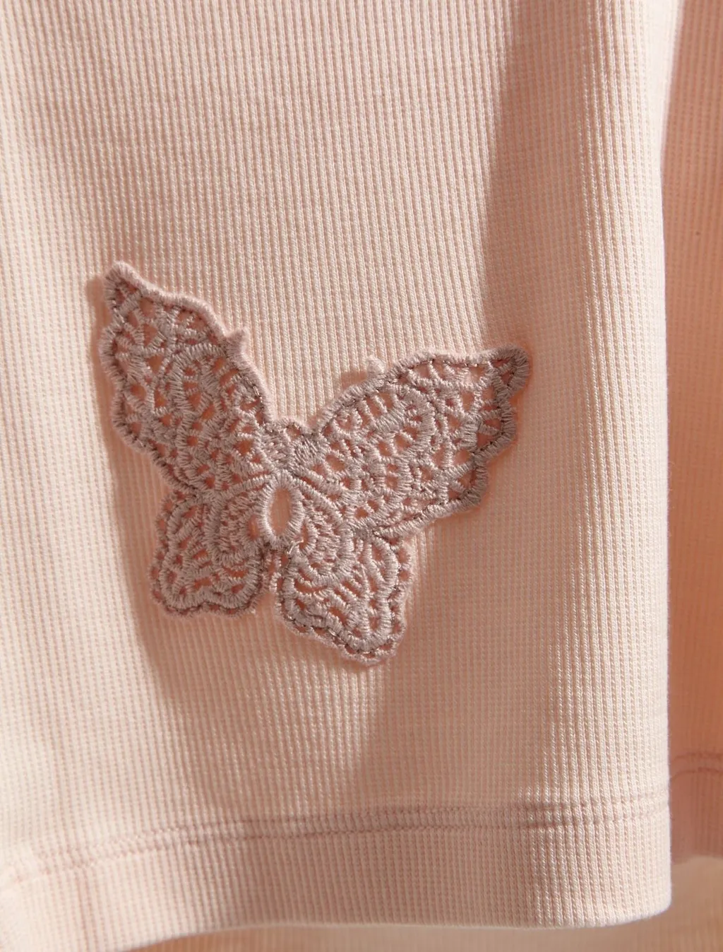 T-Shirt With Floral And Butterfly Embroidery