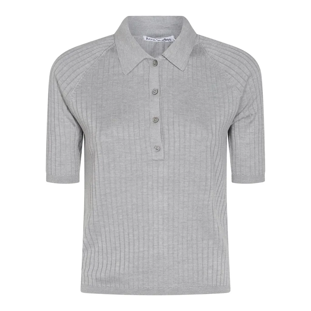 Ribbed Knit Polo Shirt
