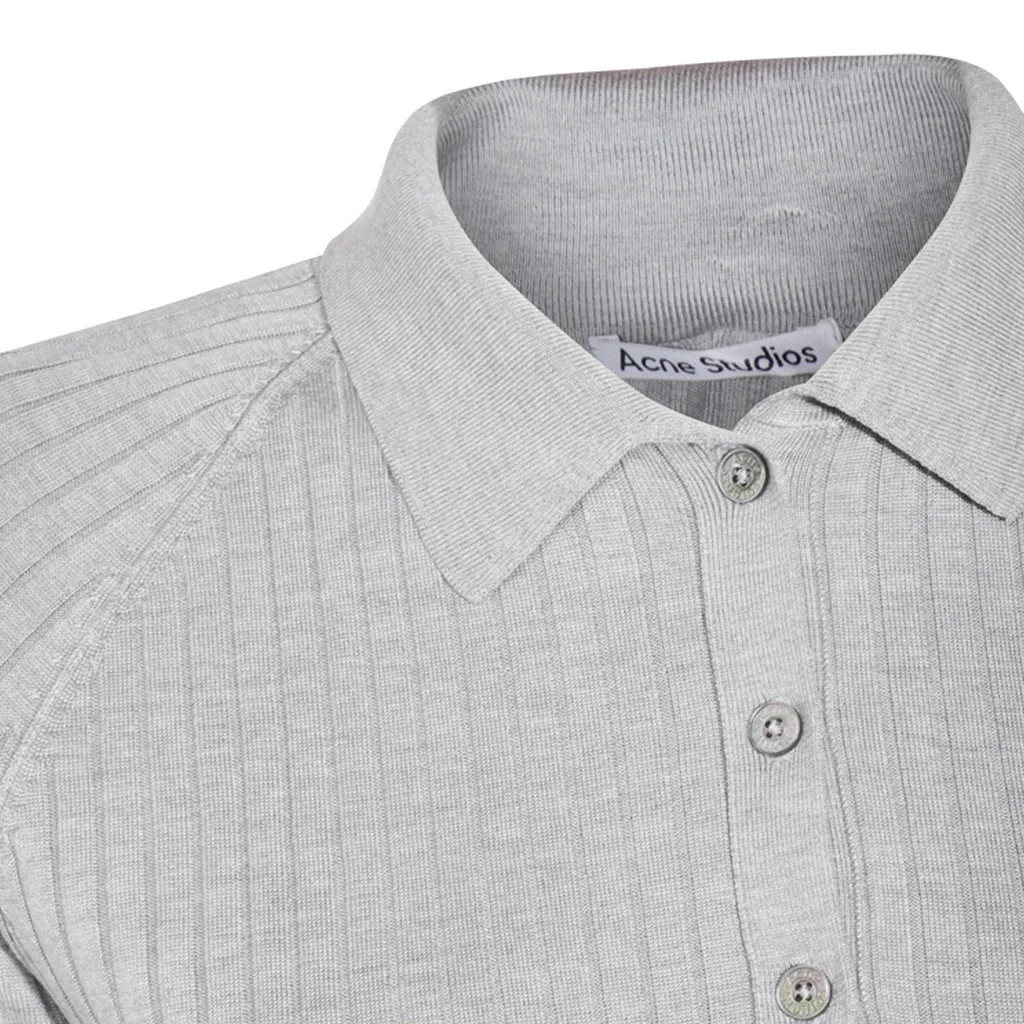 Ribbed Knit Polo Shirt