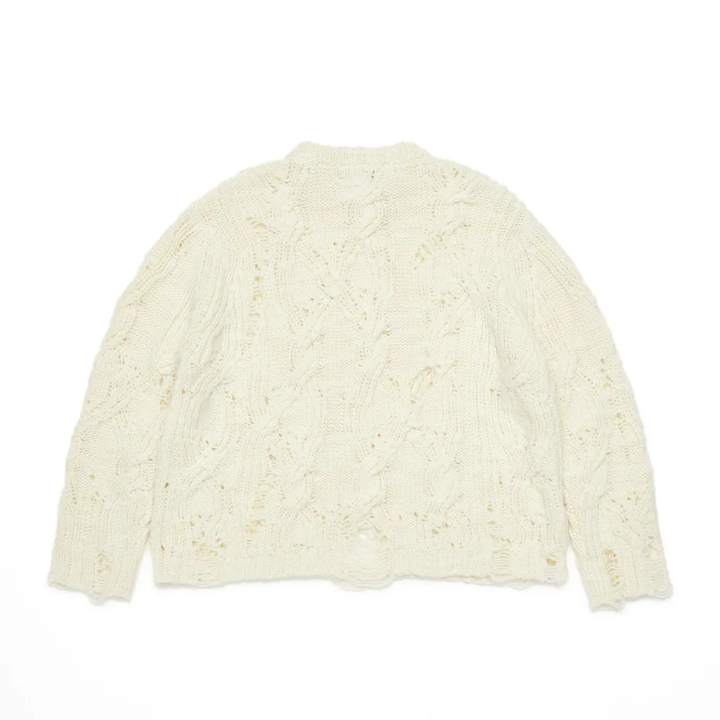 Distressed Cable Knit Sweater