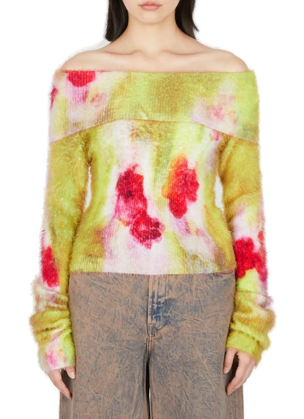 Off-The-Shoulder Fuzzy Sweater