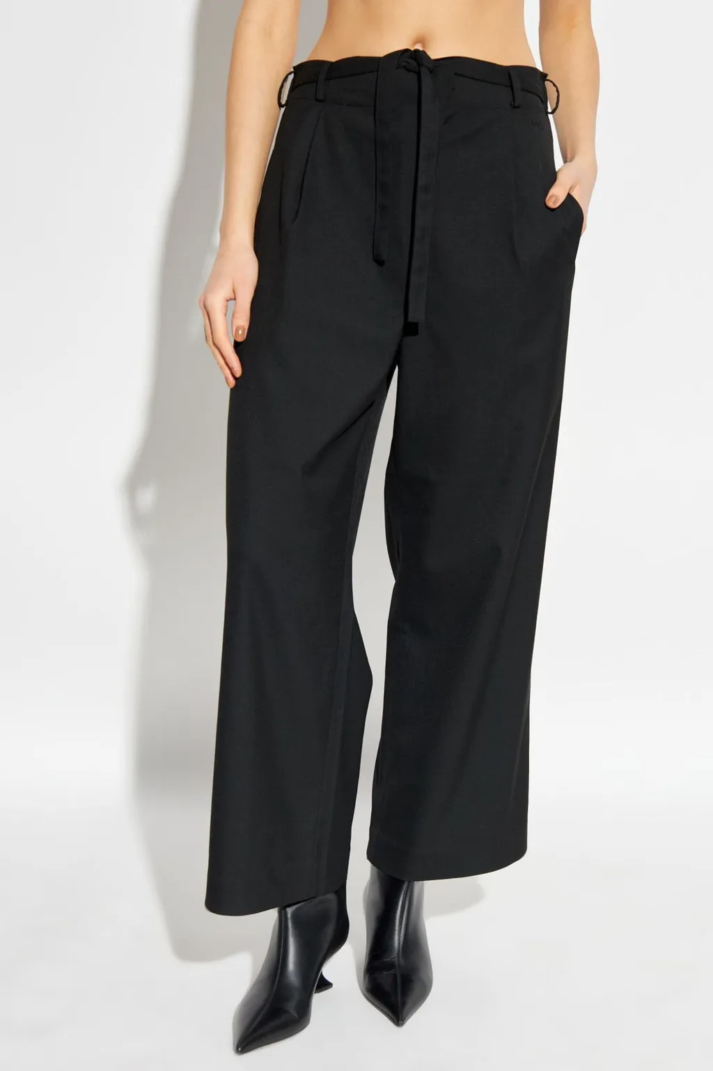 Wide-Leg Belted Trousers