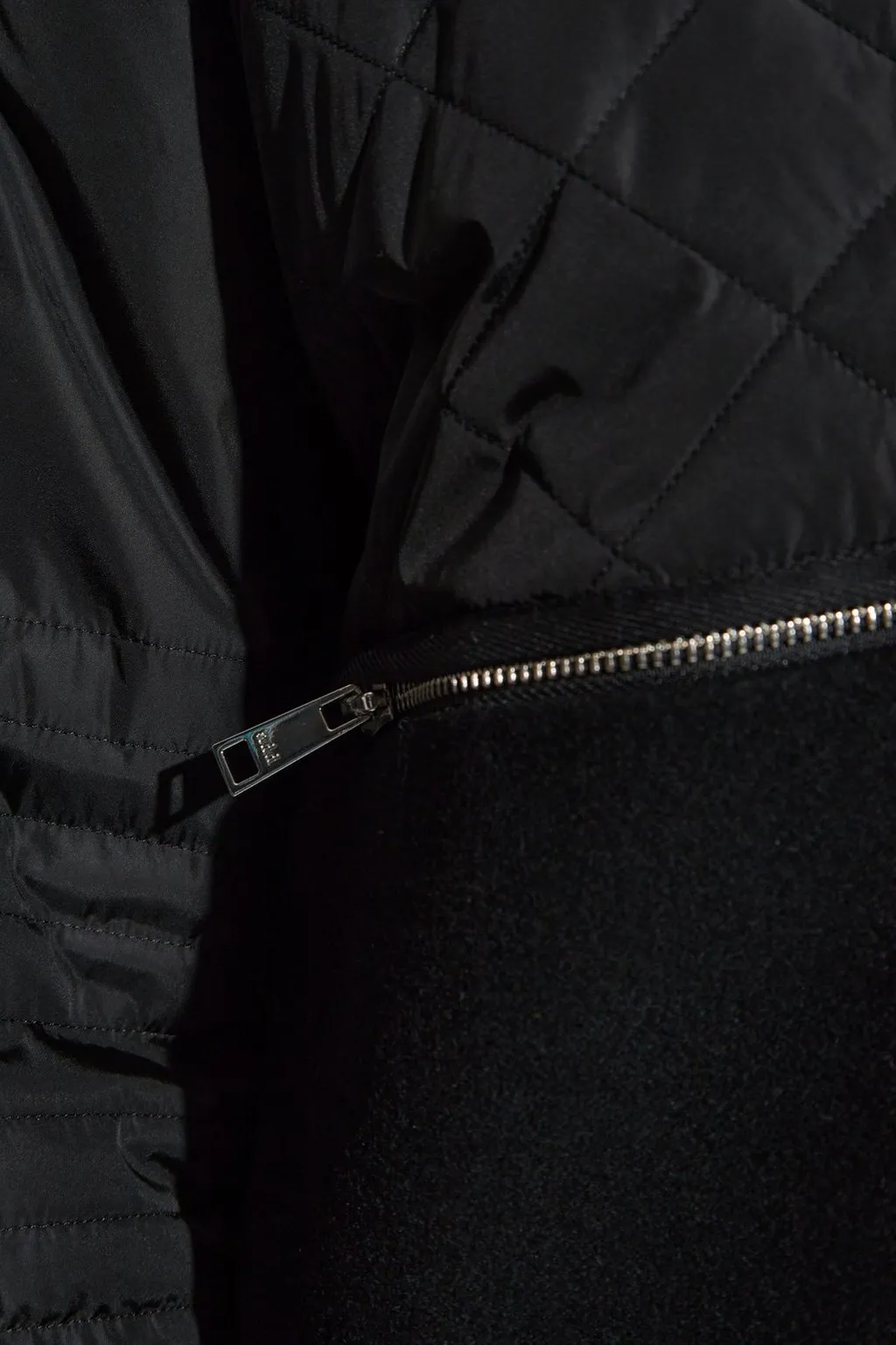 Quilted Bomber Jacket With Wool Blend Panels