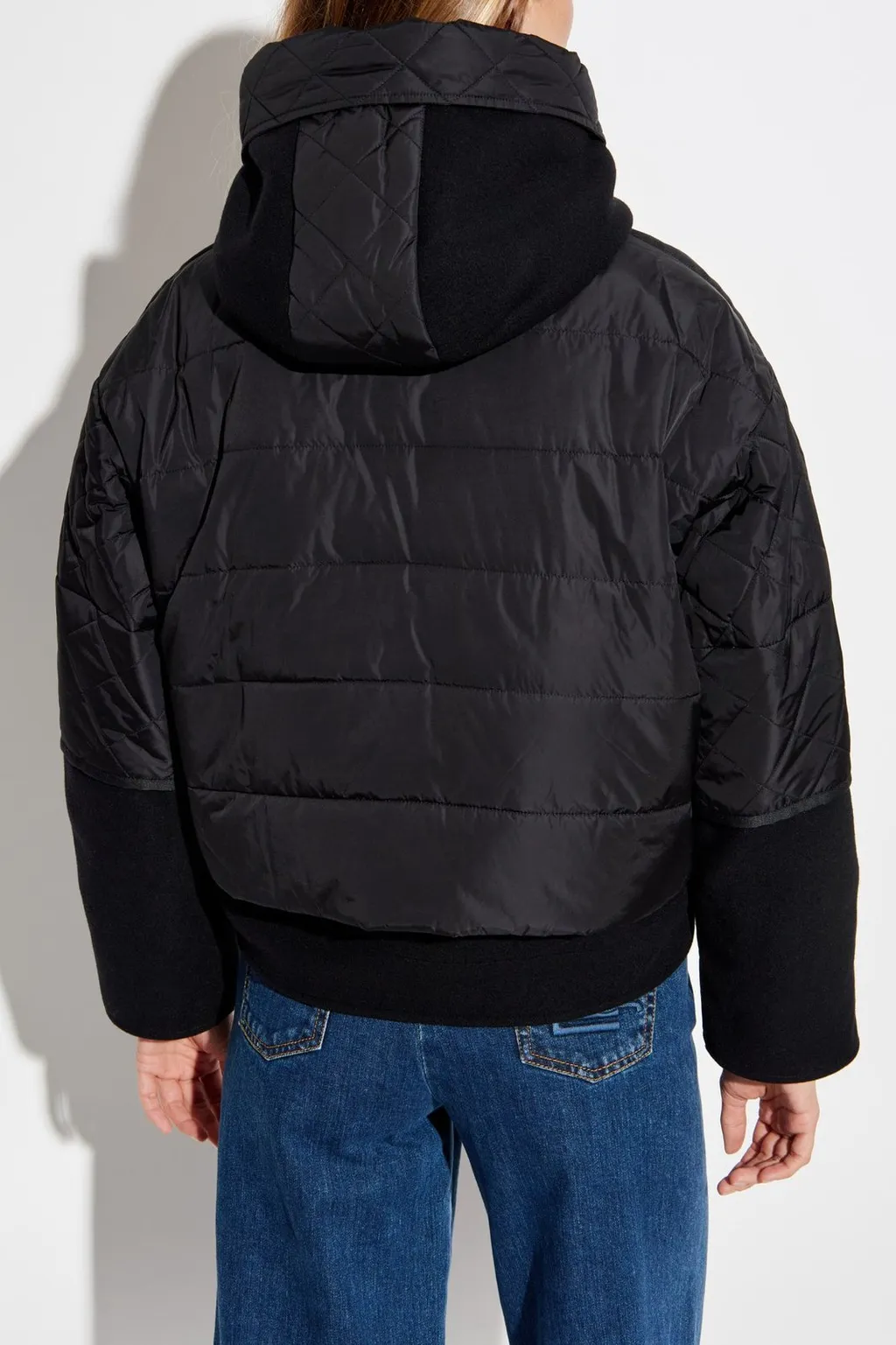 Quilted Bomber Jacket With Wool Blend Panels