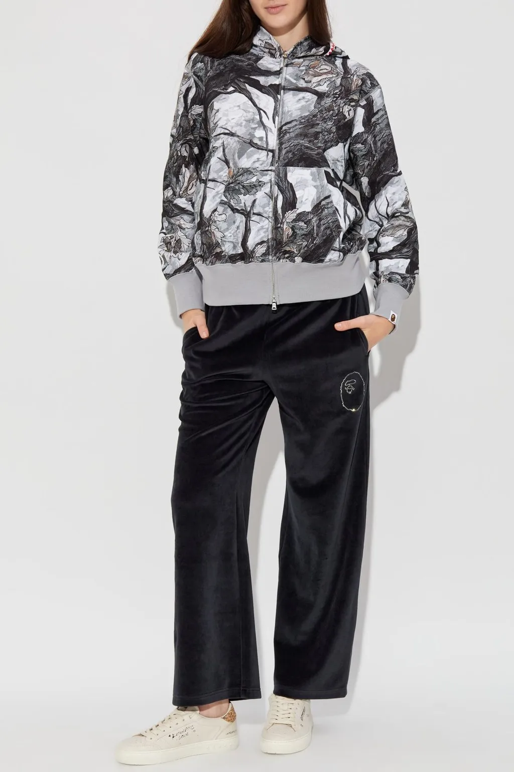 Zip-Up Hoodie With Camouflage Print