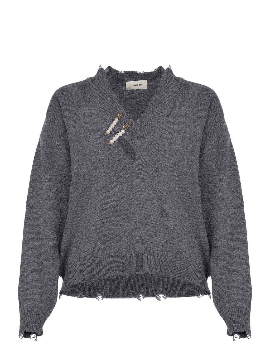 Distressed V-Neck Sweater
