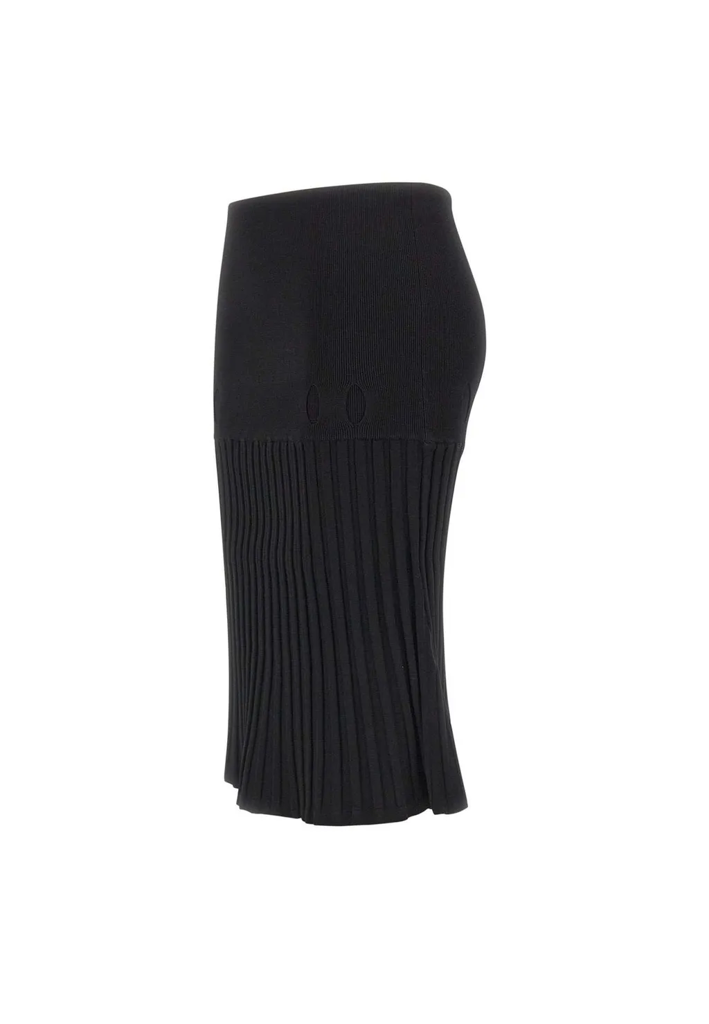Ribbed Knit Midi Skirt With Side Cut-Outs