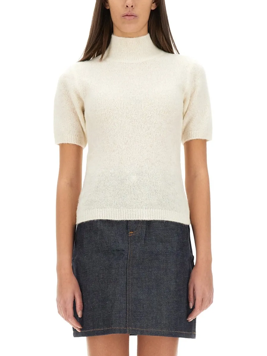 Short Sleeve Mock Neck Sweater