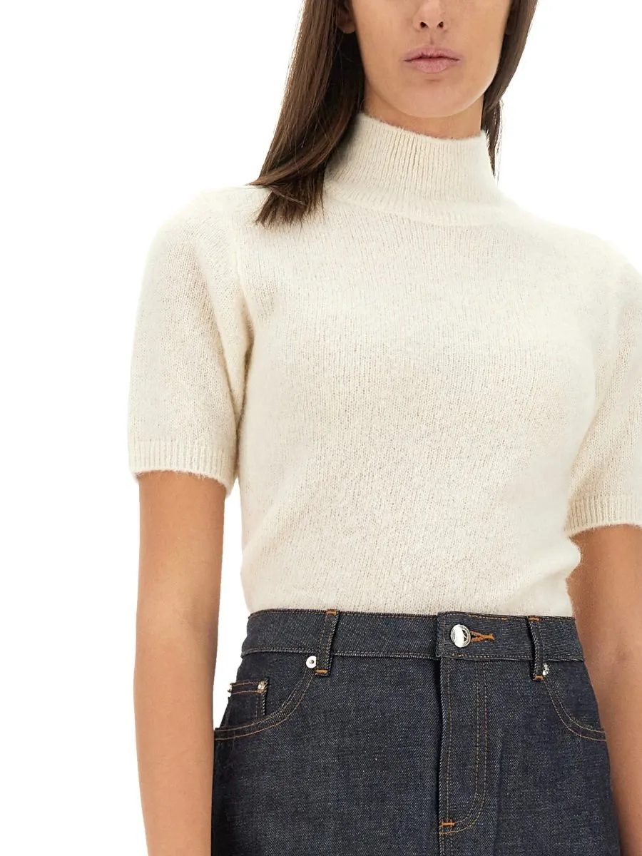 Short Sleeve Mock Neck Sweater