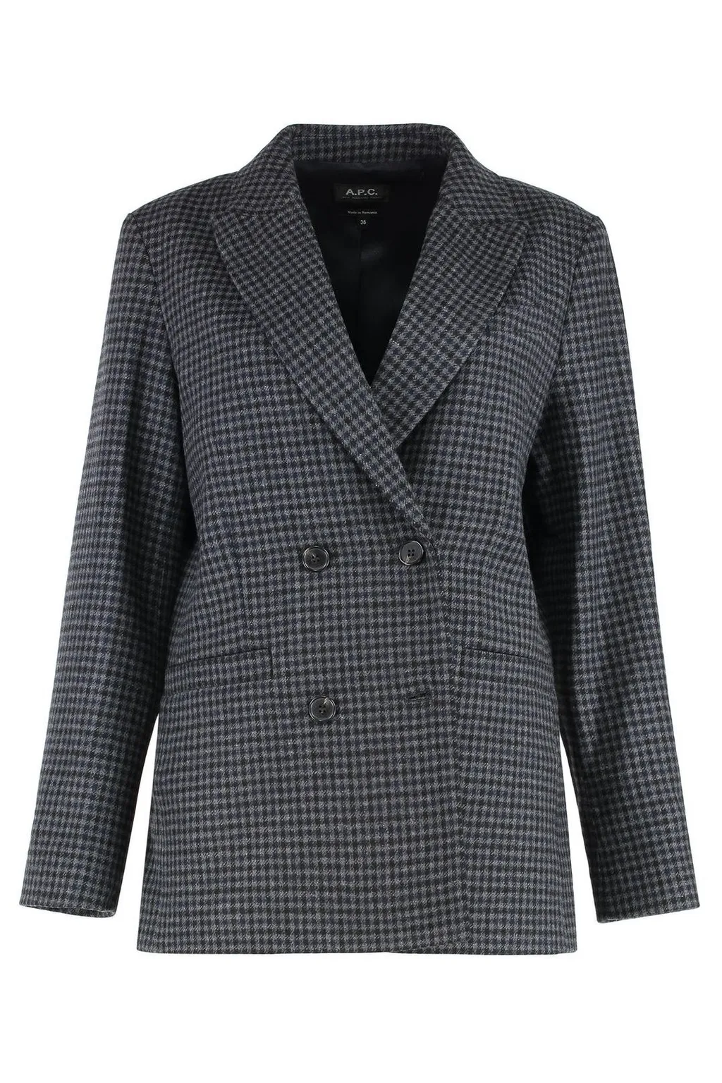 Double-Breasted Checked Blazer