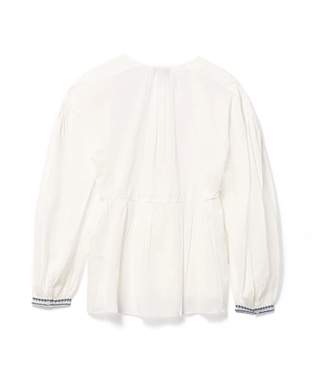 Embroidered V-Neck Peplum Blouse