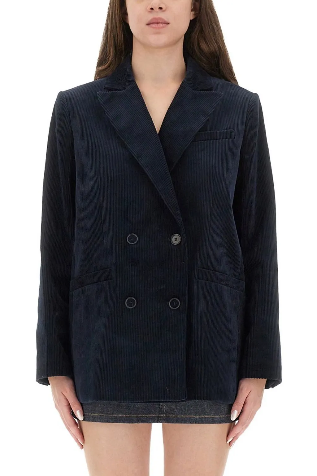 Double-Breasted Corduroy Blazer
