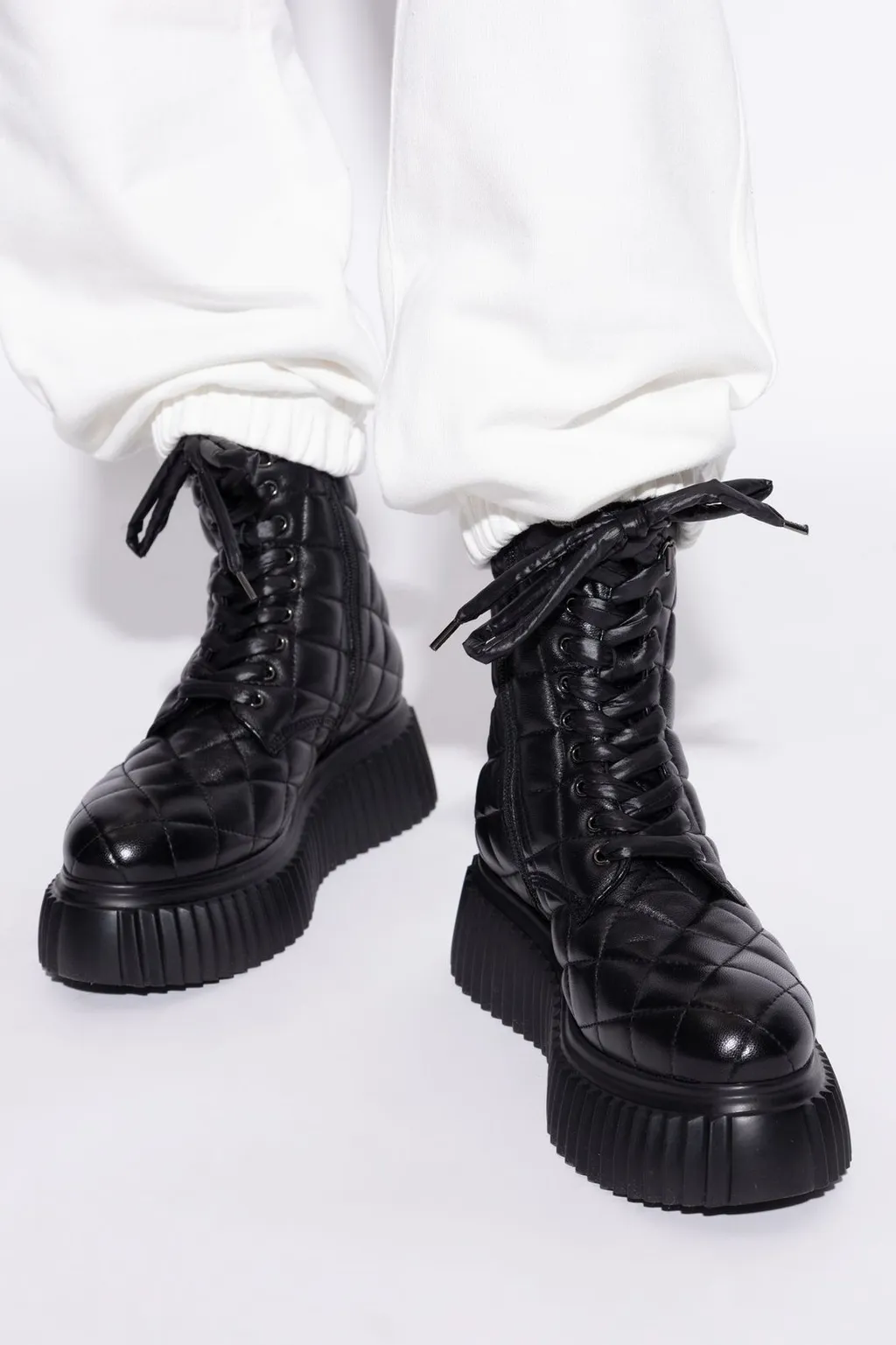 Quilted Platform Combat Boots
