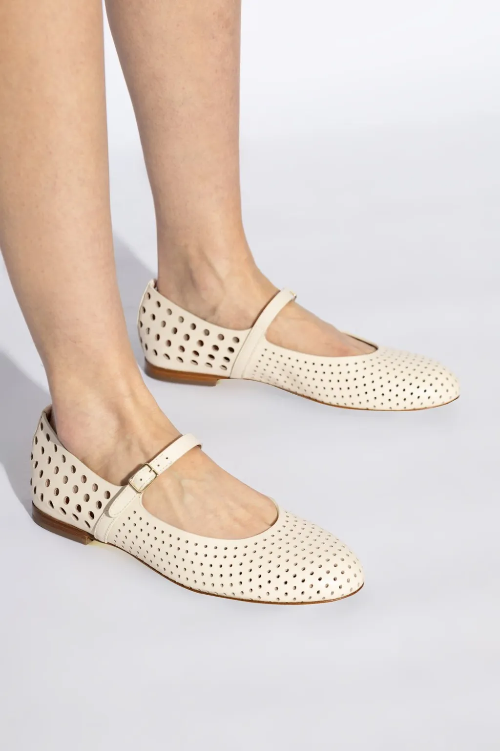 Mary Jane Flats With Perforated Detailing
