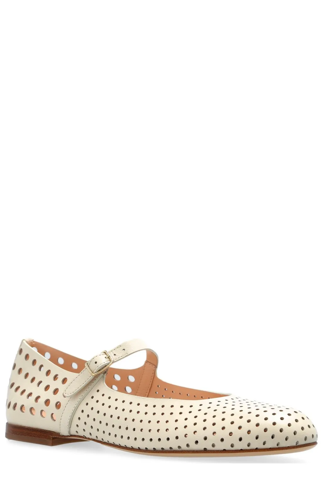 Mary Jane Flats With Perforated Detailing