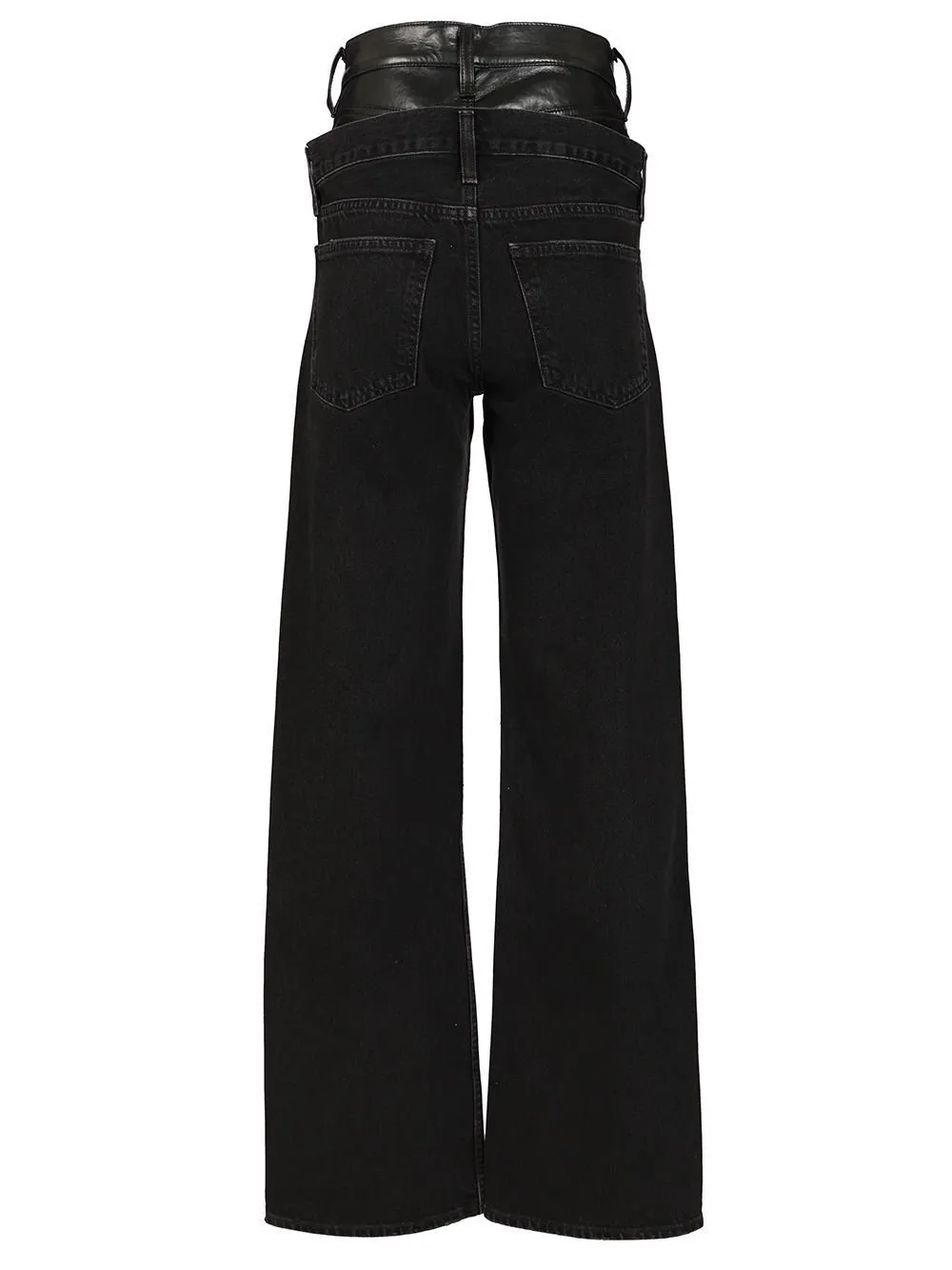 Wide-Leg Jeans With Integrated Faux Leather Belt