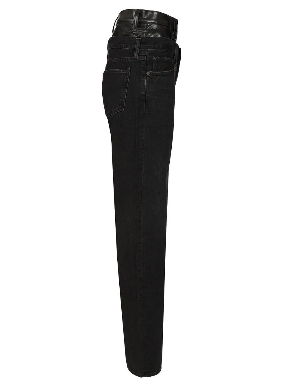 Wide-Leg Jeans With Integrated Faux Leather Belt