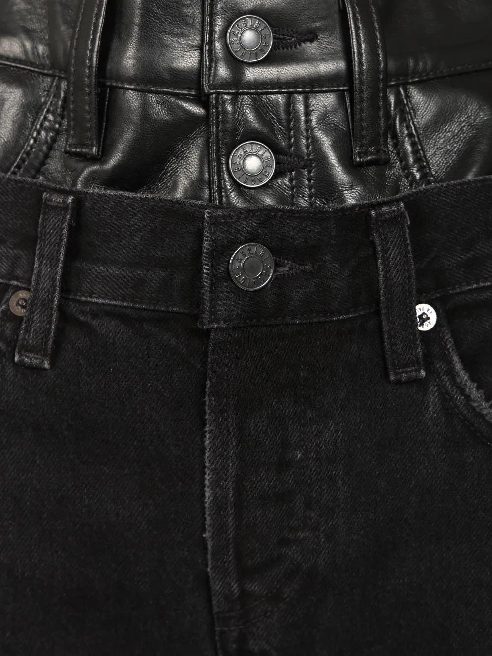 Wide-Leg Jeans With Integrated Faux Leather Belt