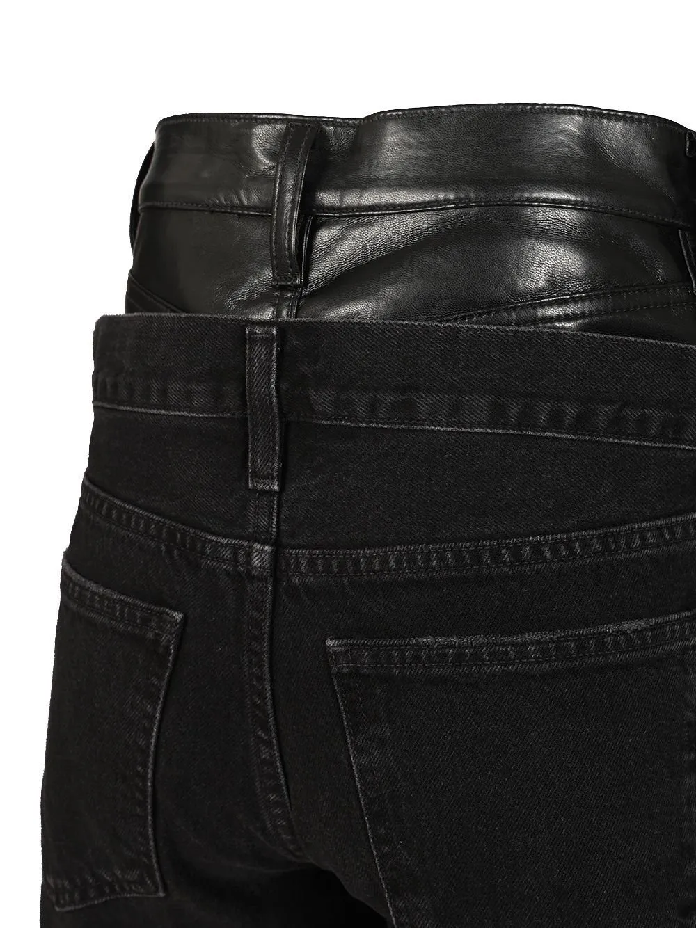 Wide-Leg Jeans With Integrated Faux Leather Belt