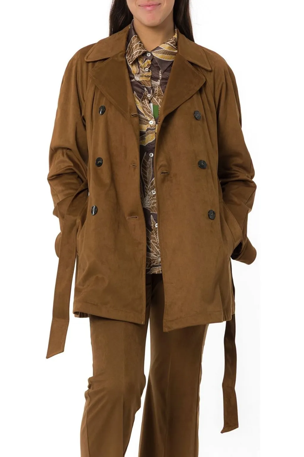 Double-Breasted Trench Coat With Belt