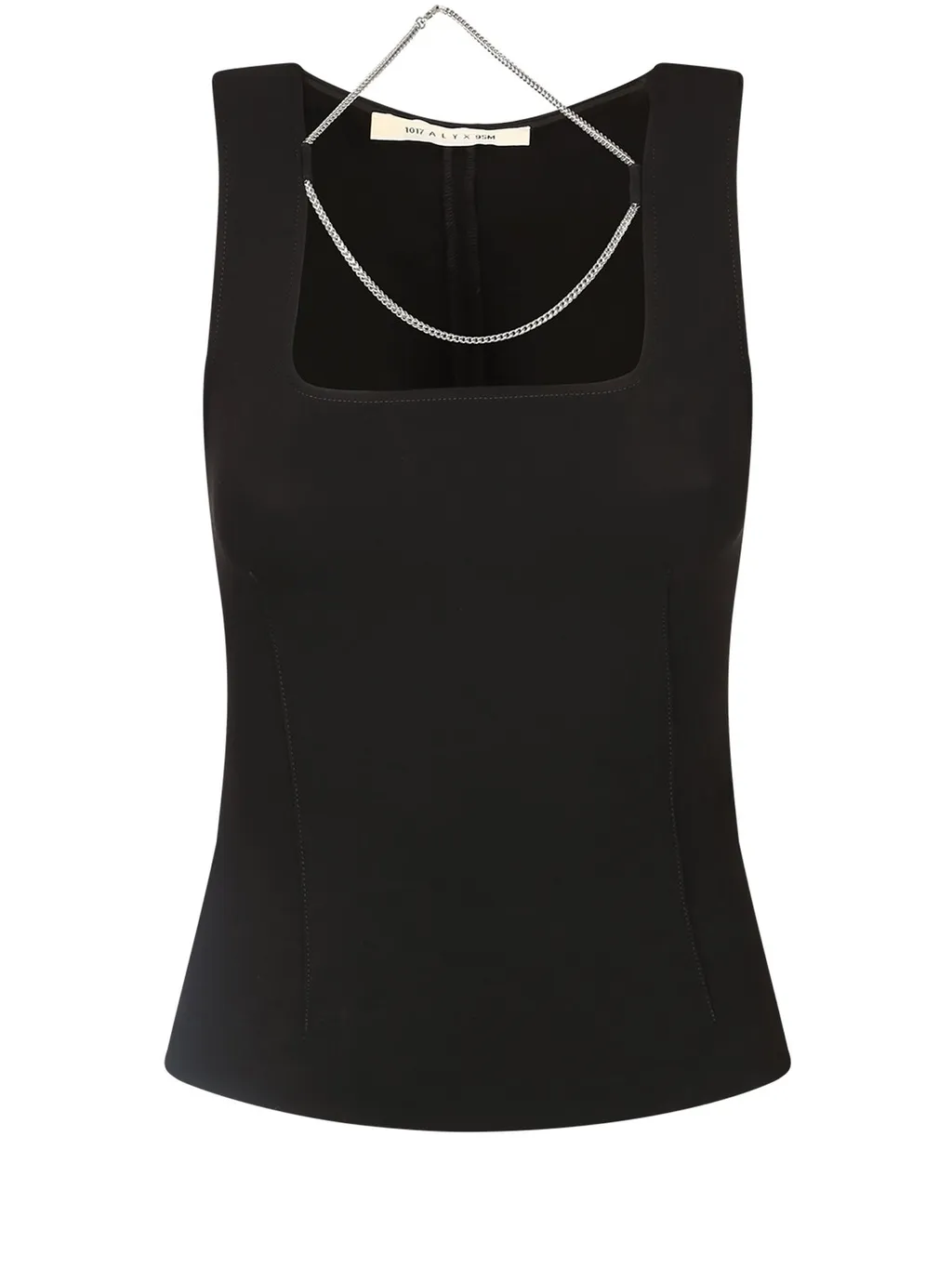 Sleeveless Square Neck Top With Chain Detail