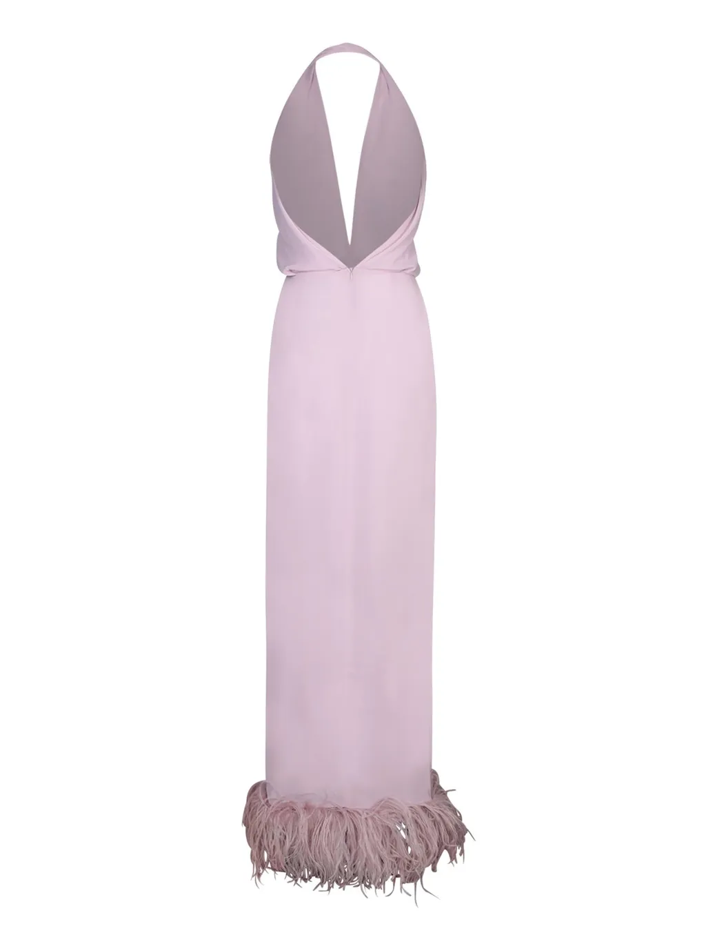 Halterneck Jumpsuit With Feather Trim