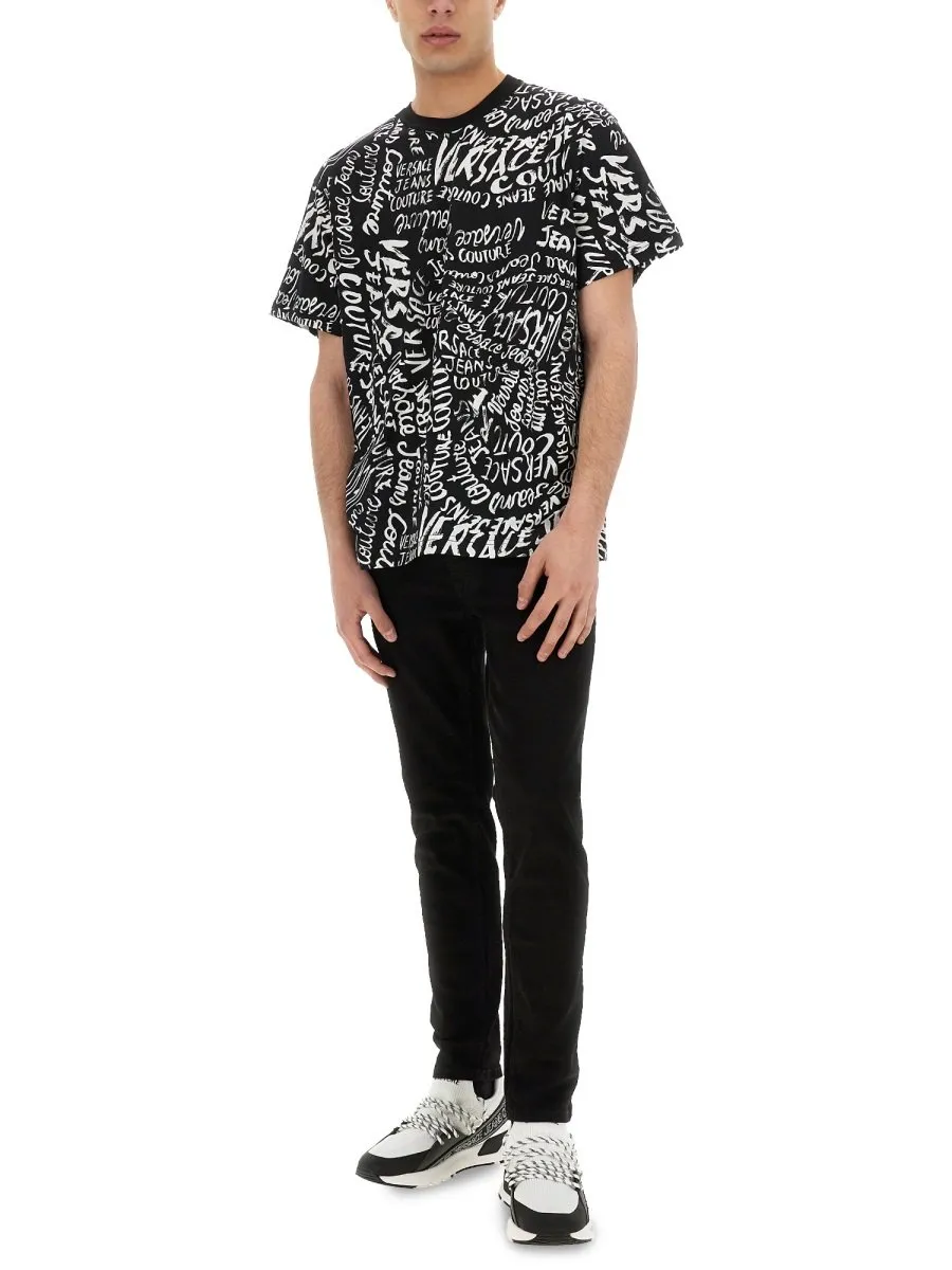 T-Shirt With All-Over Logo Print