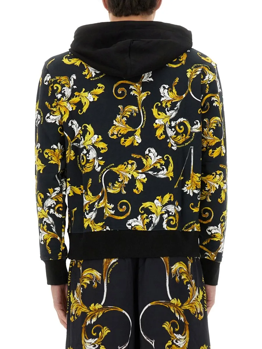 Zip-Up Hoodie With Baroque Print