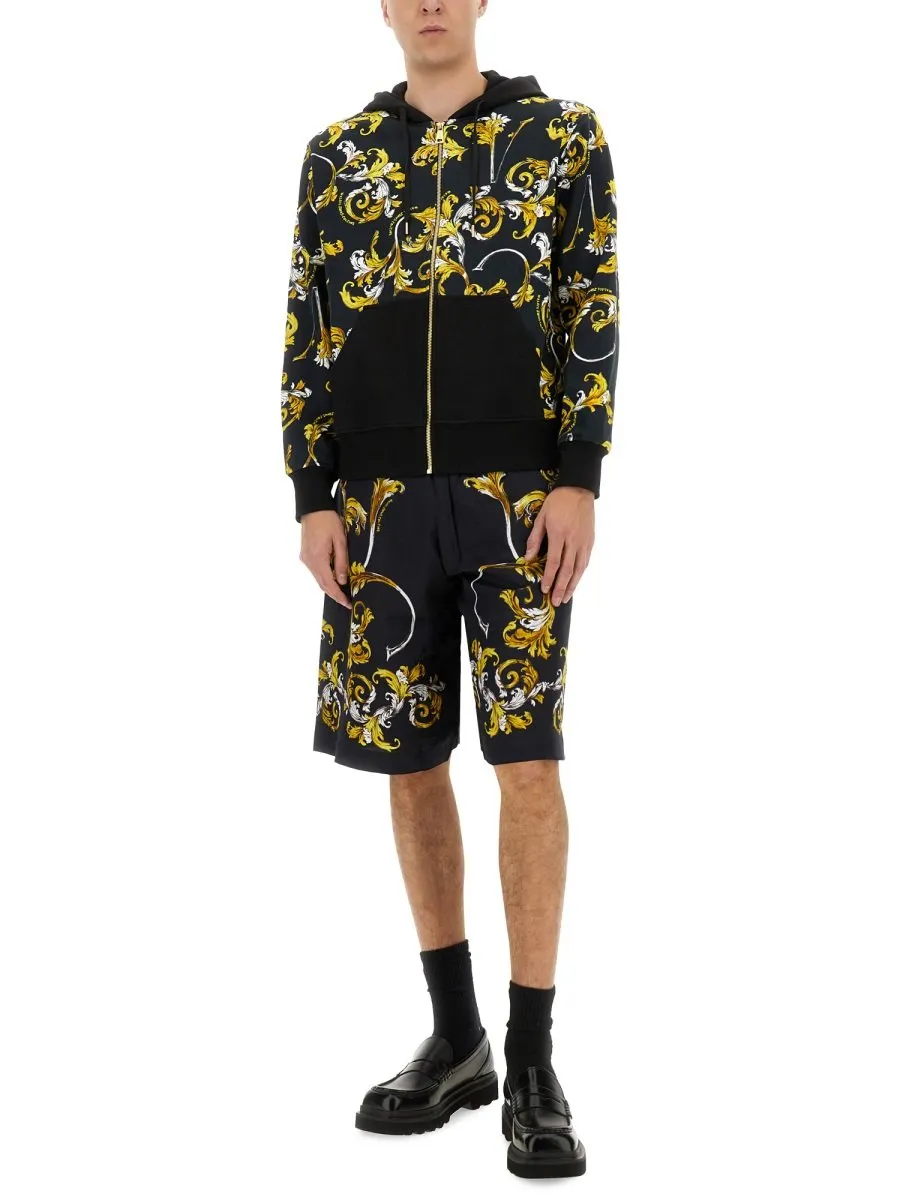 Zip-Up Hoodie With Baroque Print