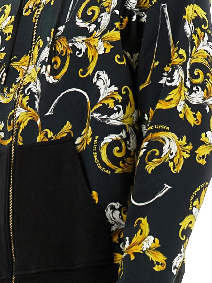 Zip-Up Hoodie With Baroque Print